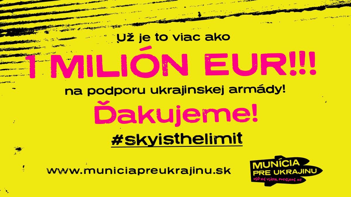 Slováci za 41 hodin vybrali milion eur na munici pro Ukrajinu